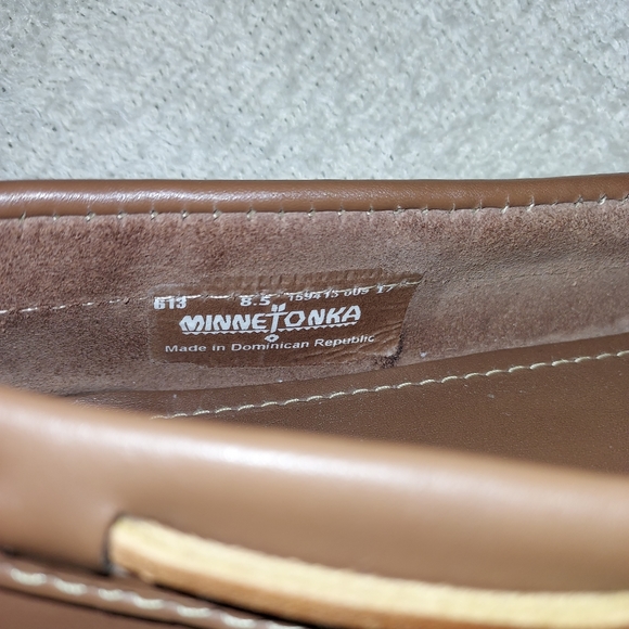 Minnetonka Brown Leather Moccasin Riding Shoes size 8.5 - Picture 6 of 7